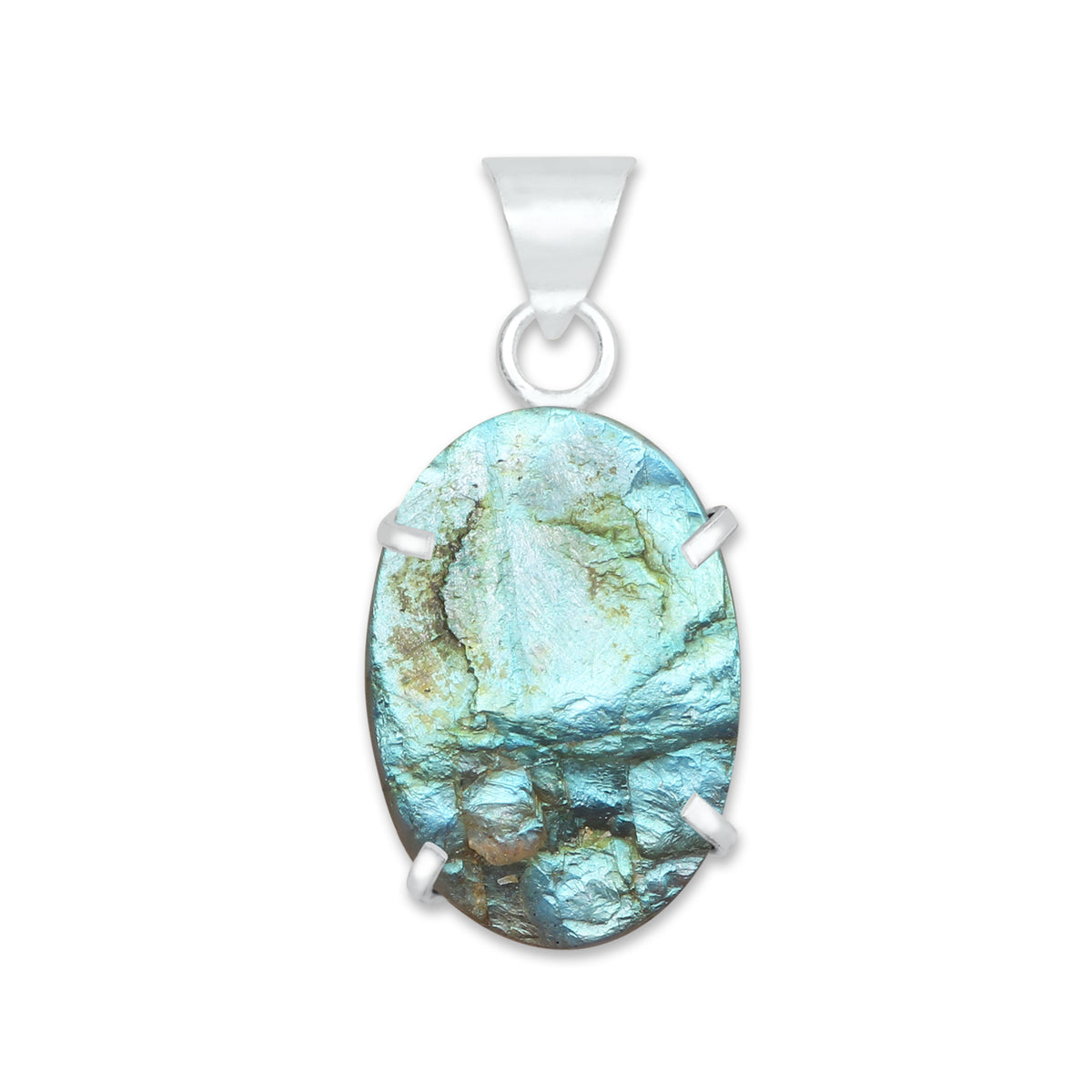 Labradorite Raw Stone Pendants – Prong Set | Silver‑Plated Brass (No Chain) | Wholesale Bundles
