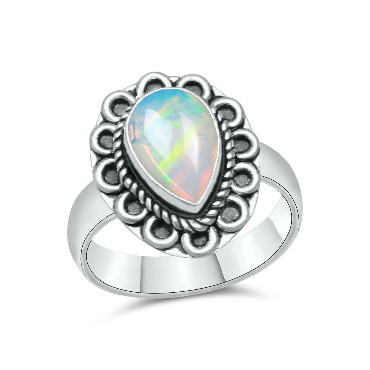 Ethiopian Opal Rings – Silver-Plated, Handmade, Natural Play-of-Color | Wholesale