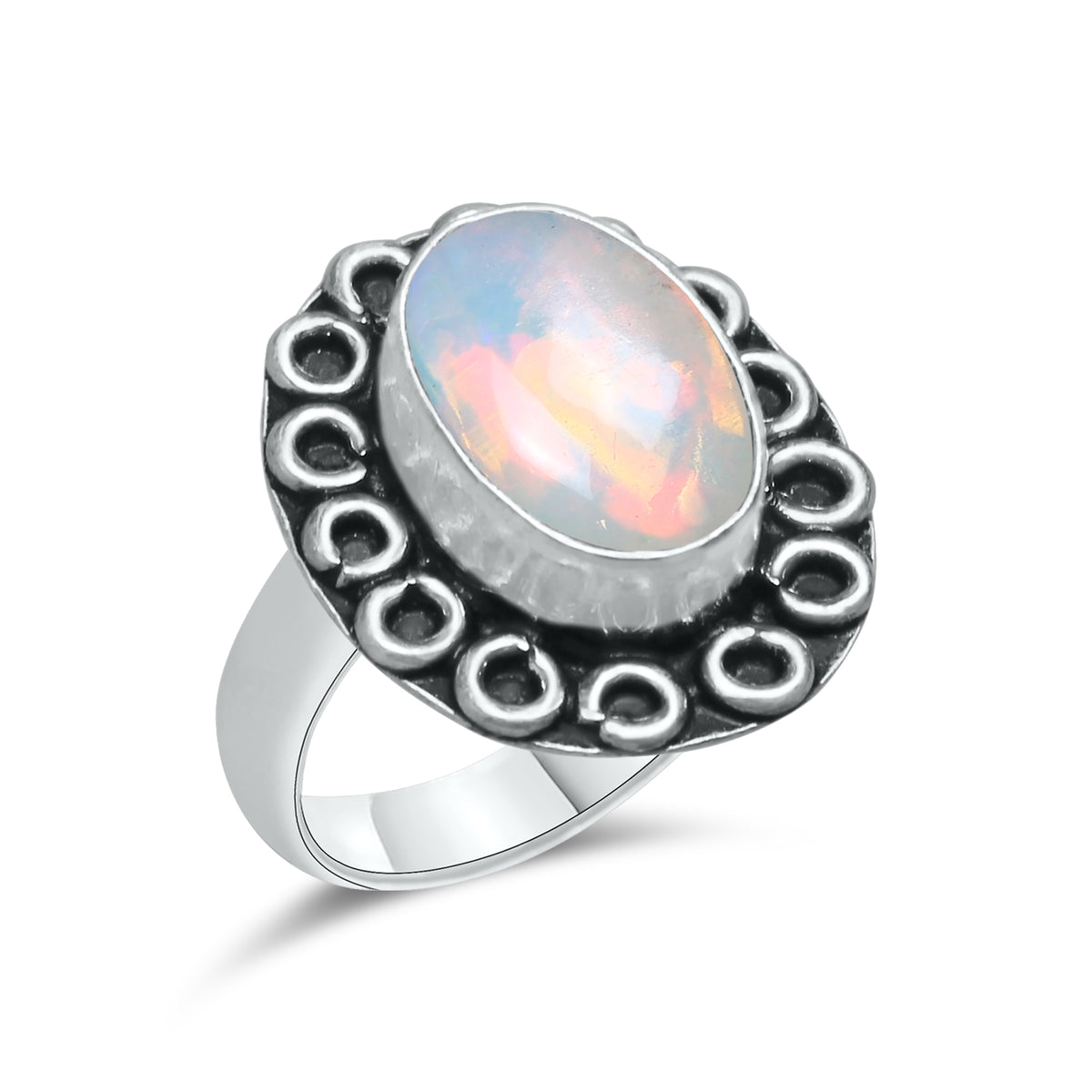 Ethiopian Opal Rings – Silver-Plated, Handmade, Natural Play-of-Color | Wholesale