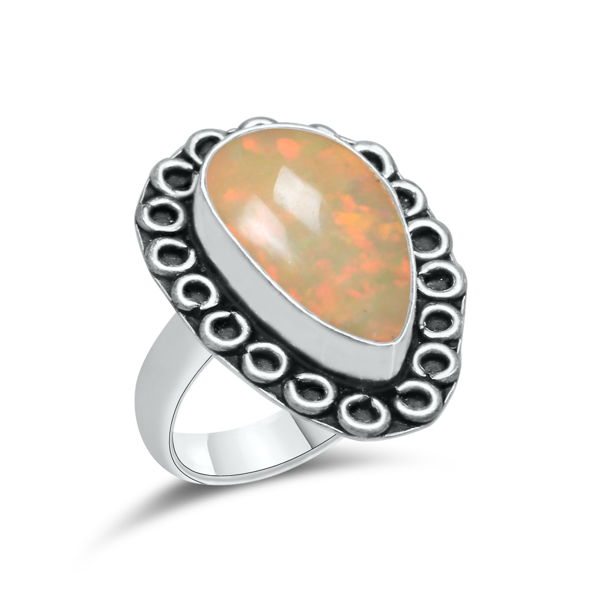 Ethiopian Opal Rings – Silver-Plated, Handmade, Natural Play-of-Color | Wholesale