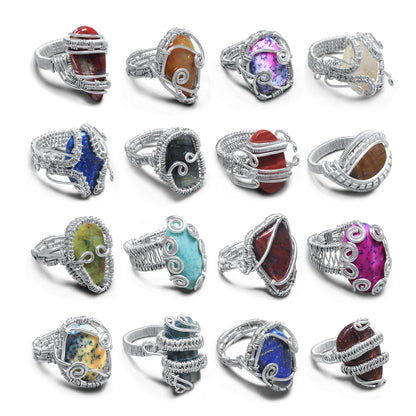 Wire Wrapped Gemstone Rings – Gold, Copper, Silver & Black Rhodium | Handmade | Wholesale Bundles