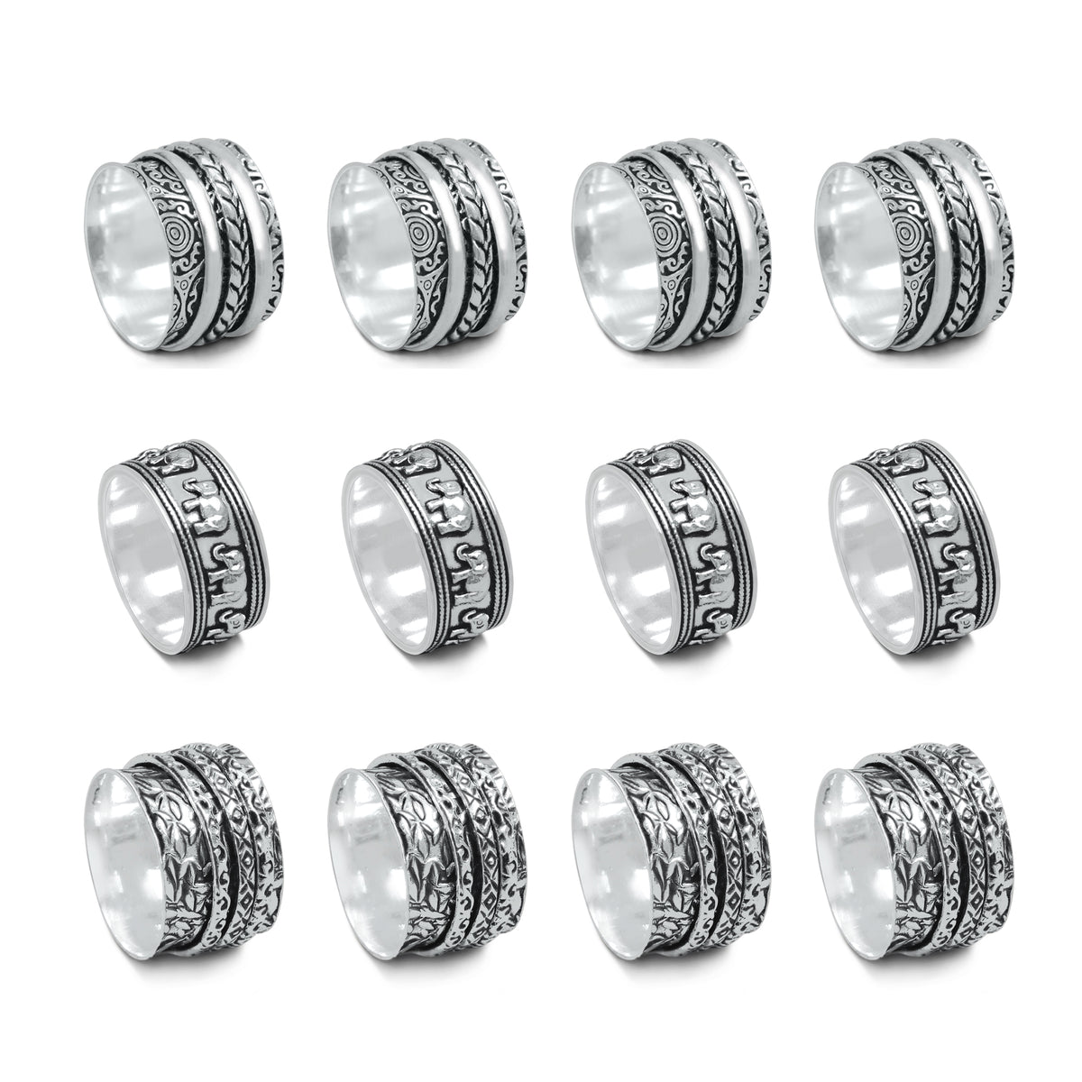 Plain Spinner Rings – Silver-Plated, Meditation Fidget Band, US Sizes 6–9 | Wholesale