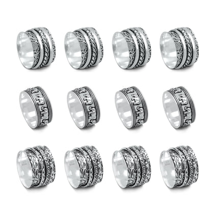 Plain Spinner Rings – Silver-Plated, Meditation Fidget Band, US Sizes 6–9 | Wholesale