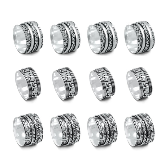 Plain Spinner Rings – Silver-Plated, Meditation Fidget Band, US Sizes 6–9 | Wholesale