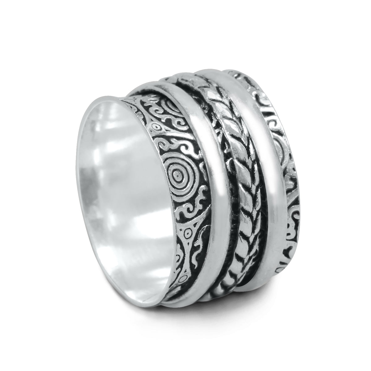 Plain Spinner Rings – Silver-Plated, Meditation Fidget Band, US Sizes 6–9 | Wholesale
