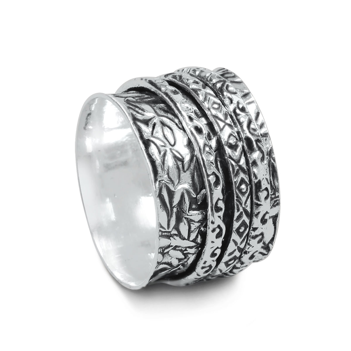 Plain Spinner Rings – Silver-Plated, Meditation Fidget Band, US Sizes 6–9 | Wholesale