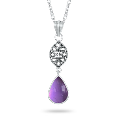 Amethyst Charm Pendants – Silver-Plated, Handmade, Designer Boho | Wholesale