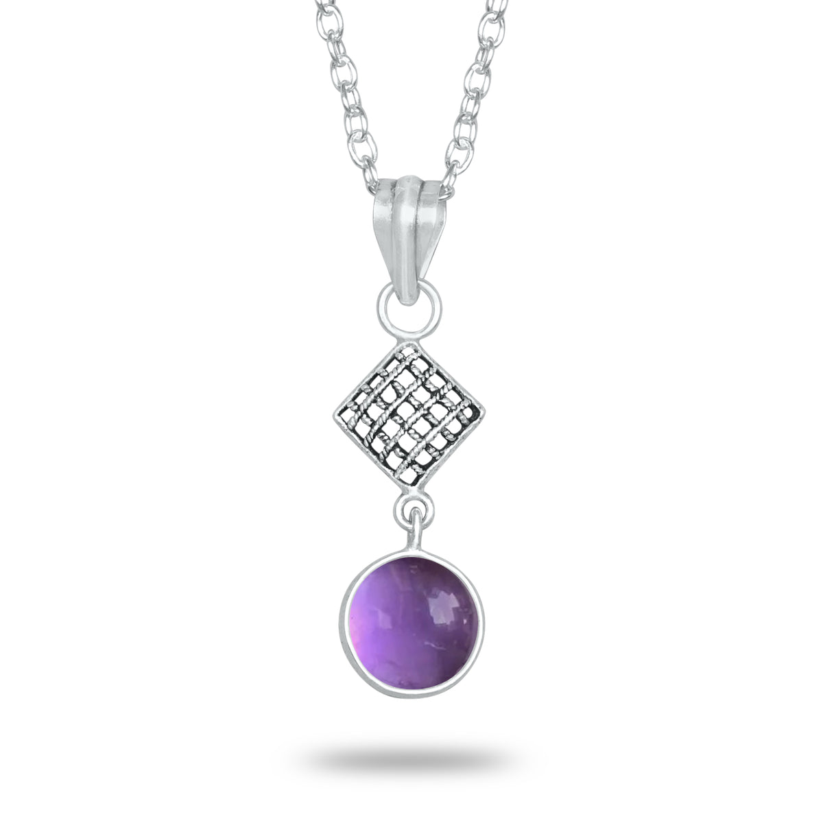 Amethyst Charm Pendants – Silver-Plated, Handmade, Designer Boho | Wholesale