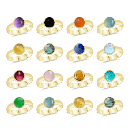 Smooth Plain Gemstone Rings – Multi-Shape | Silver / 18K Gold / 18K Rose | Bundles