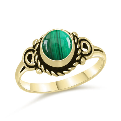 Dainty Malachite Rings – Silver, 18K Gold & Rose Gold Plated | Fixed Sizes US 5–9 | Wholesale Bundles