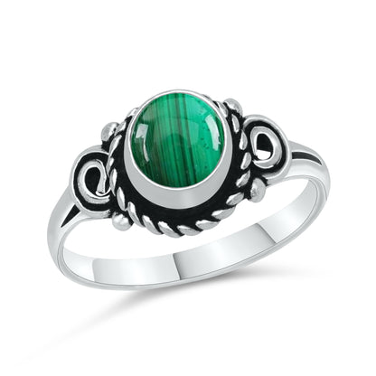 Dainty Malachite Rings – Silver, 18K Gold & Rose Gold Plated | Fixed Sizes US 5–9 | Wholesale Bundles