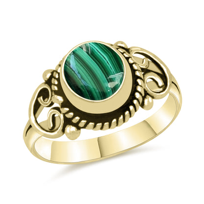 Dainty Malachite Rings – Silver, 18K Gold & Rose Gold Plated | Fixed Sizes US 5–9 | Wholesale Bundles