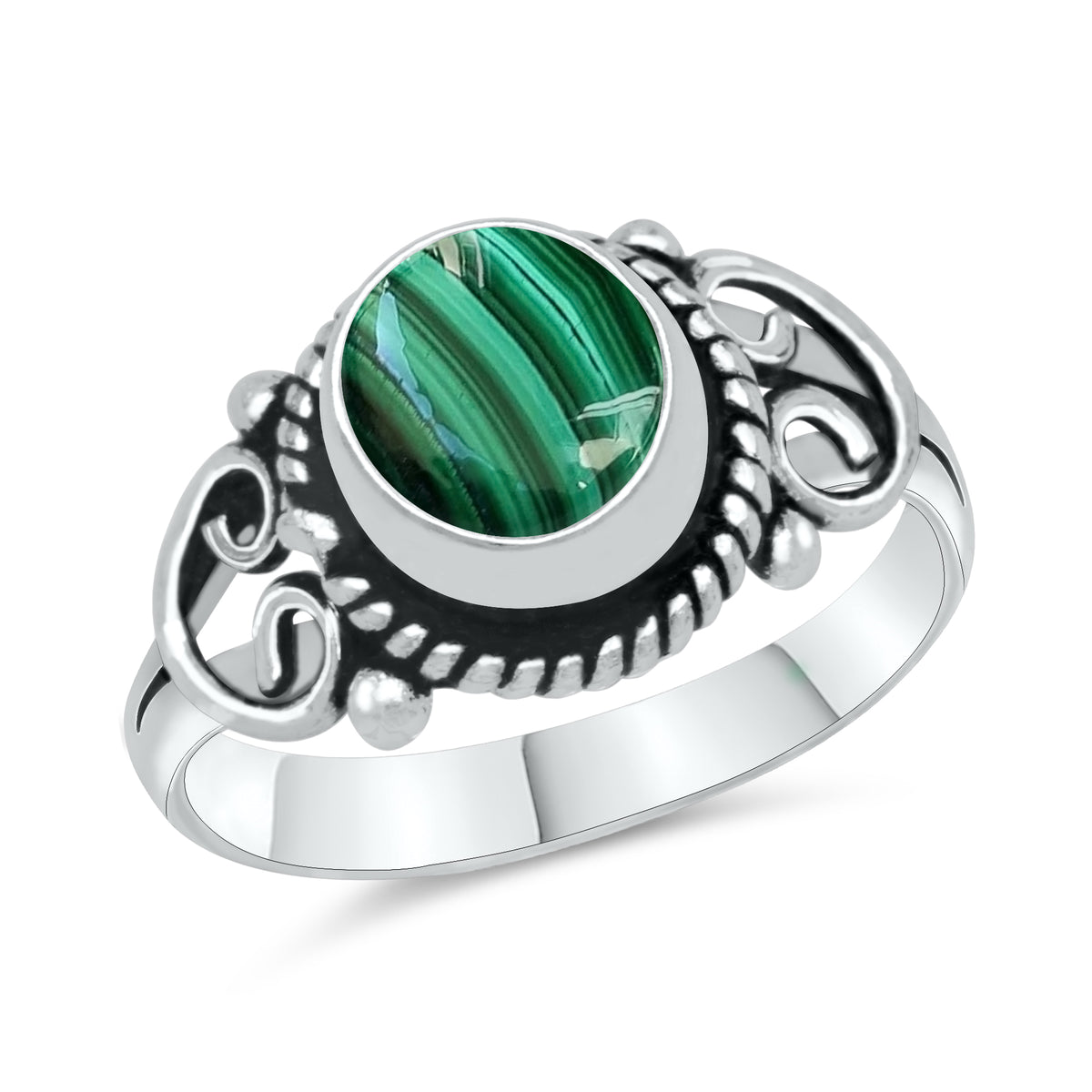 Dainty Malachite Rings – Silver, 18K Gold & Rose Gold Plated | Fixed Sizes US 5–9 | Wholesale Bundles
