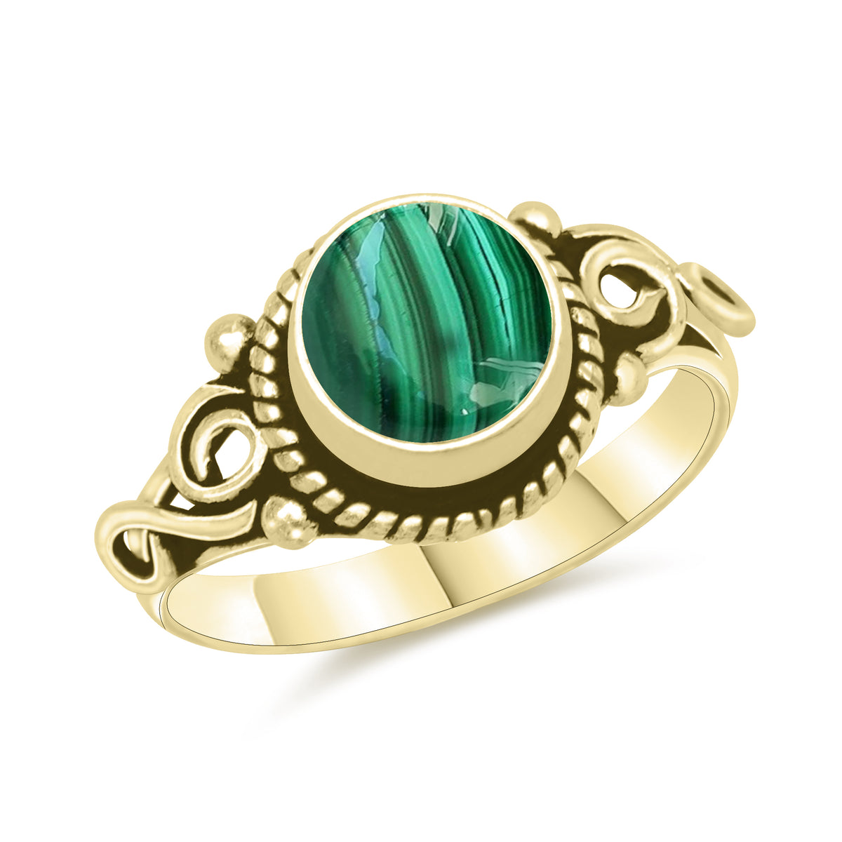 Dainty Malachite Rings – Silver, 18K Gold & Rose Gold Plated | Fixed Sizes US 5–9 | Wholesale Bundles