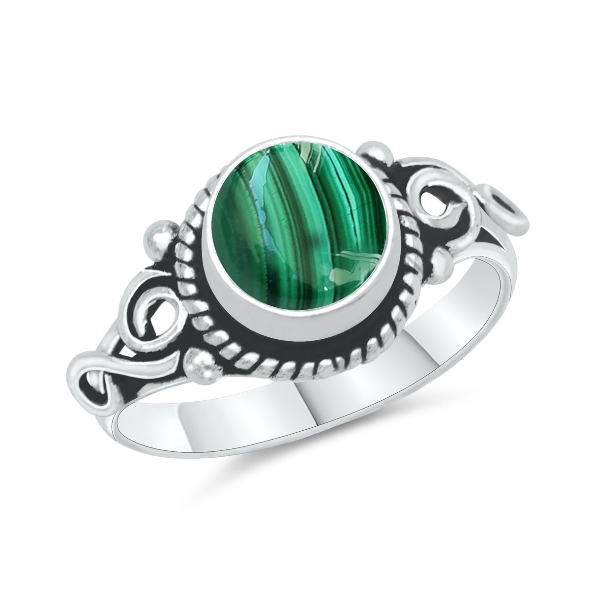 Dainty Malachite Rings – Silver, 18K Gold & Rose Gold Plated | Fixed Sizes US 5–9 | Wholesale Bundles