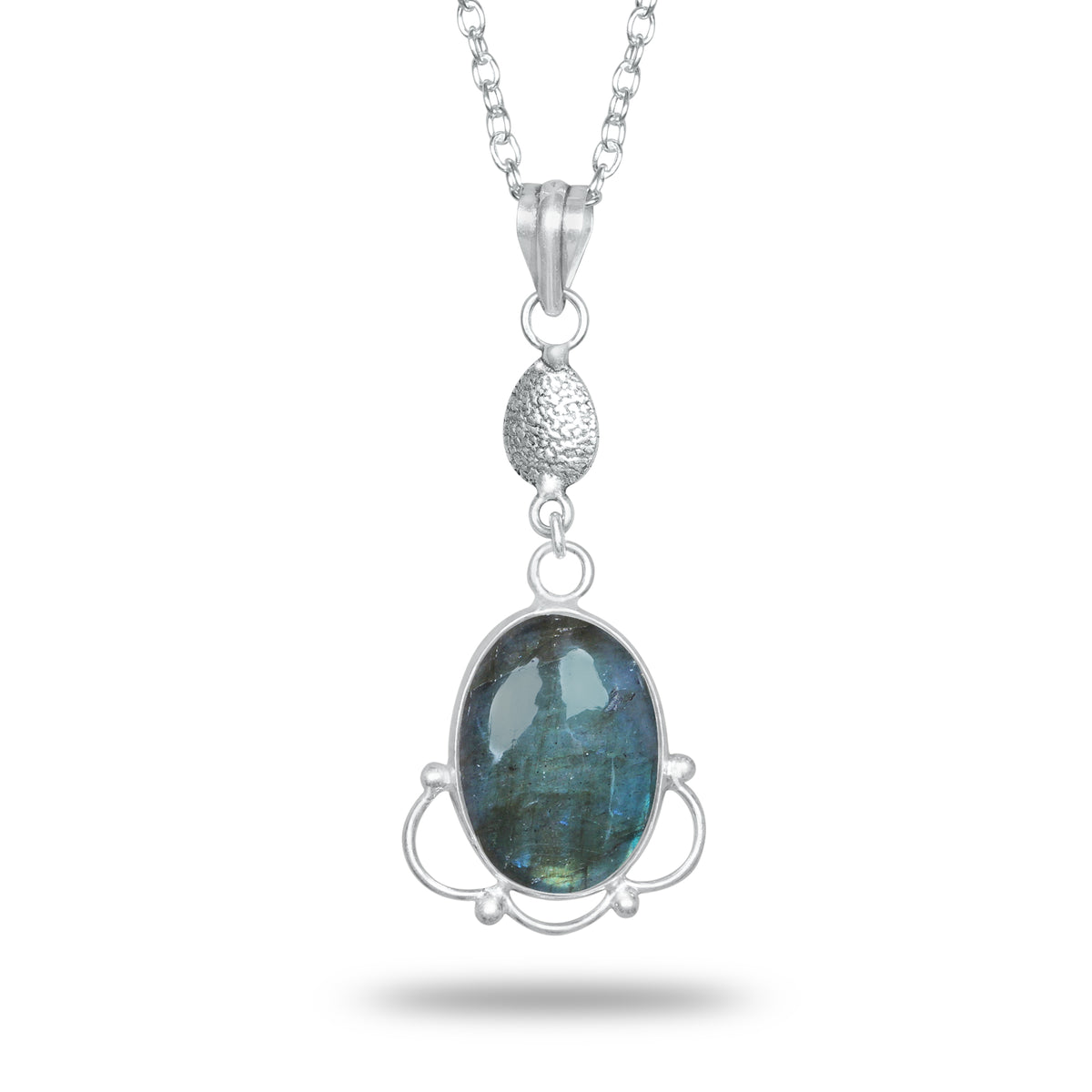 Labradorite Charm Pendants – Silver-Plated, Handmade, Designer Boho | Wholesale