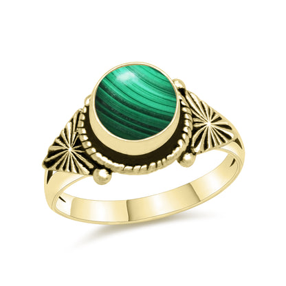 Dainty Malachite Rings – Silver, 18K Gold & Rose Gold Plated | Fixed Sizes US 5–9 | Wholesale Bundles