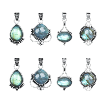 Labradorite Pendants – Silver-Plated, Handmade, Under 1 Inch, Blue Flash | Wholesale