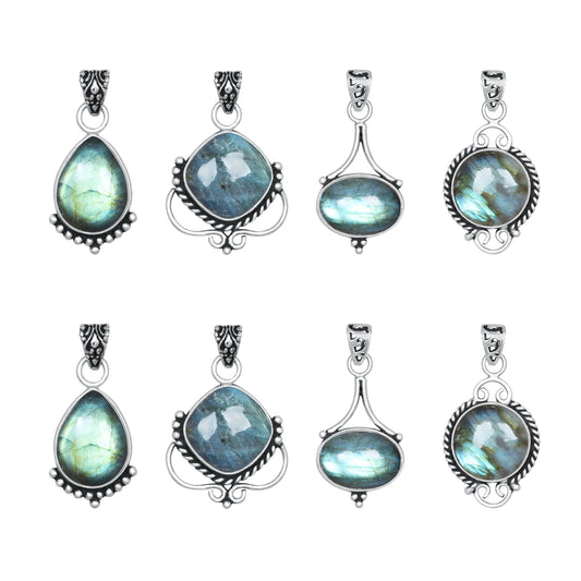 Labradorite Pendants – Silver-Plated, Handmade, Under 1 Inch, Blue Flash | Wholesale