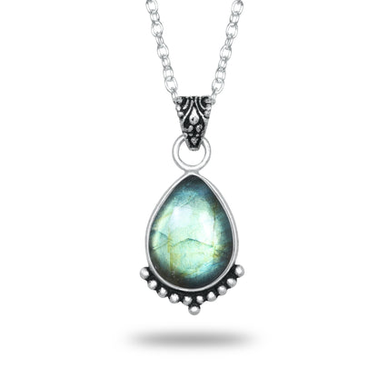 Labradorite Charm Pendants – Silver-Plated, Handmade, Designer Boho | Wholesale