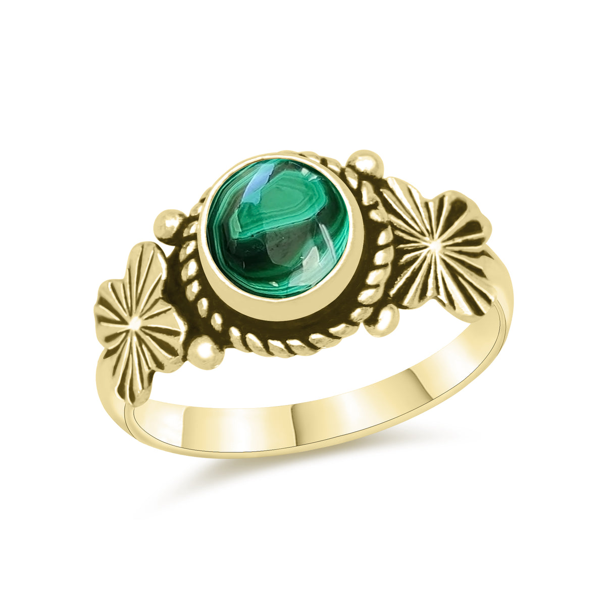 Dainty Malachite Rings – Silver, 18K Gold & Rose Gold Plated | Fixed Sizes US 5–9 | Wholesale Bundles