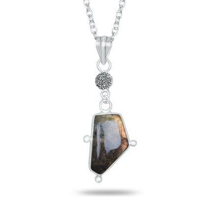 Labradorite Charm Pendants – Silver-Plated, Handmade, Designer Boho | Wholesale