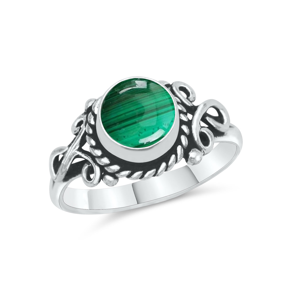 Dainty Malachite Rings – Silver, 18K Gold & Rose Gold Plated | Fixed Sizes US 5–9 | Wholesale Bundles
