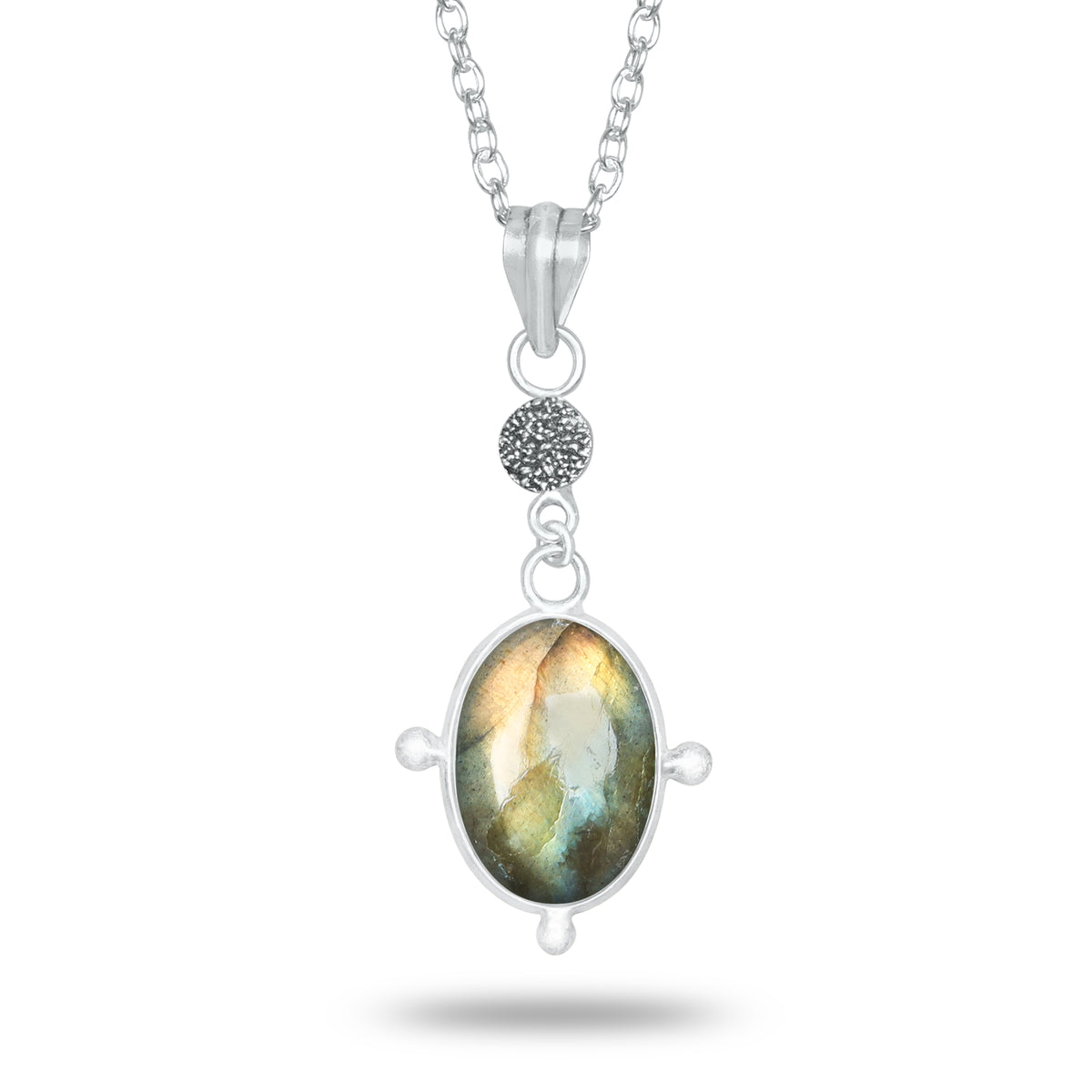 Labradorite Charm Pendants – Silver-Plated, Handmade, Designer Boho | Wholesale