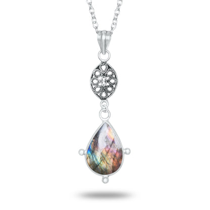 Labradorite Charm Pendants – Silver-Plated, Handmade, Designer Boho | Wholesale