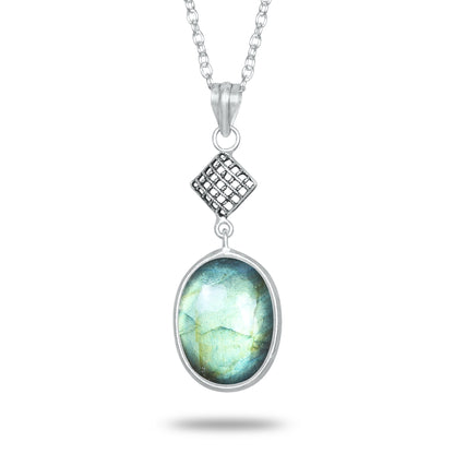 Labradorite Charm Pendants – Silver-Plated, Handmade, Designer Boho | Wholesale