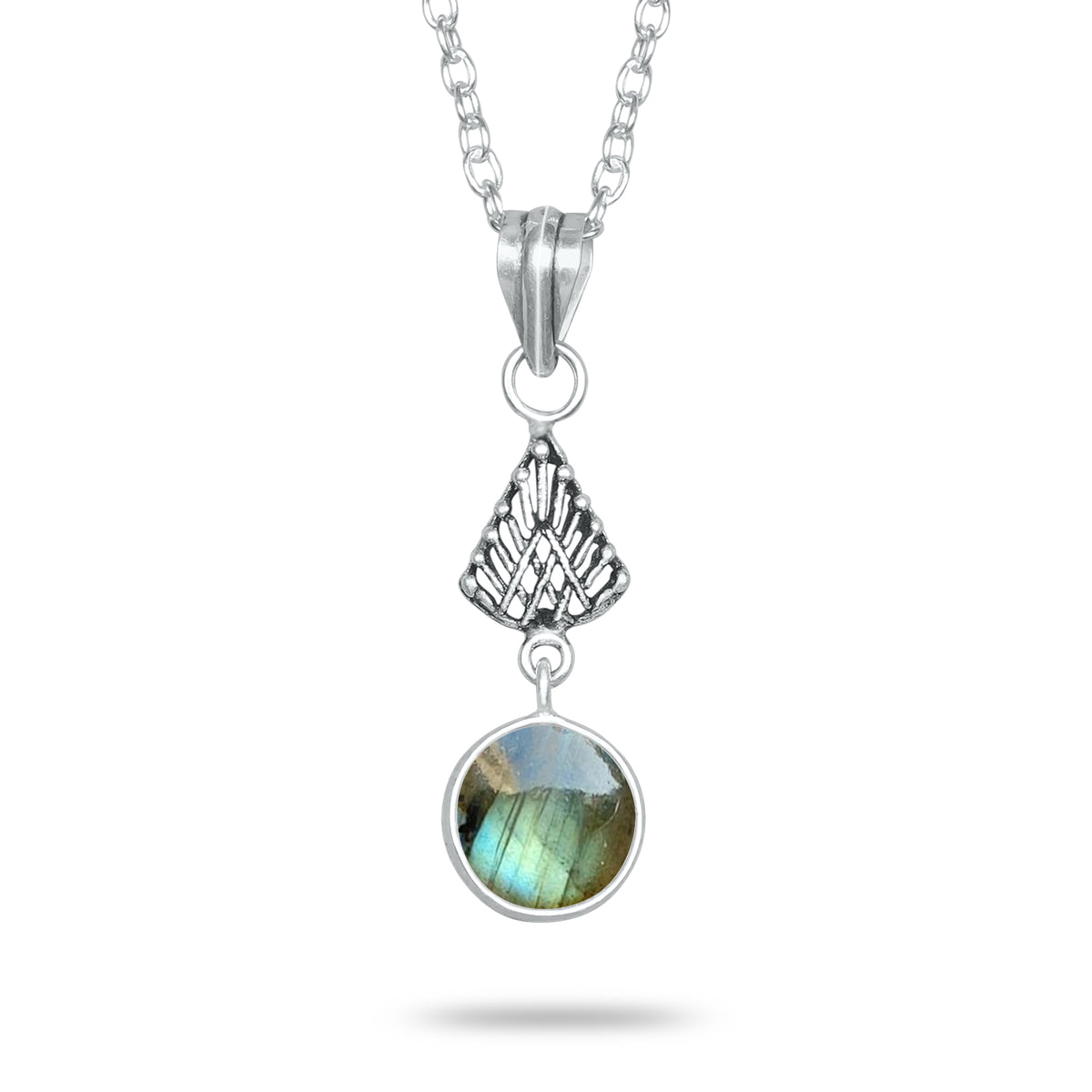 Labradorite Charm Pendants – Silver-Plated, Handmade, Designer Boho | Wholesale