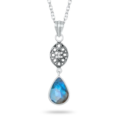 Labradorite Charm Pendants – Silver-Plated, Handmade, Designer Boho | Wholesale