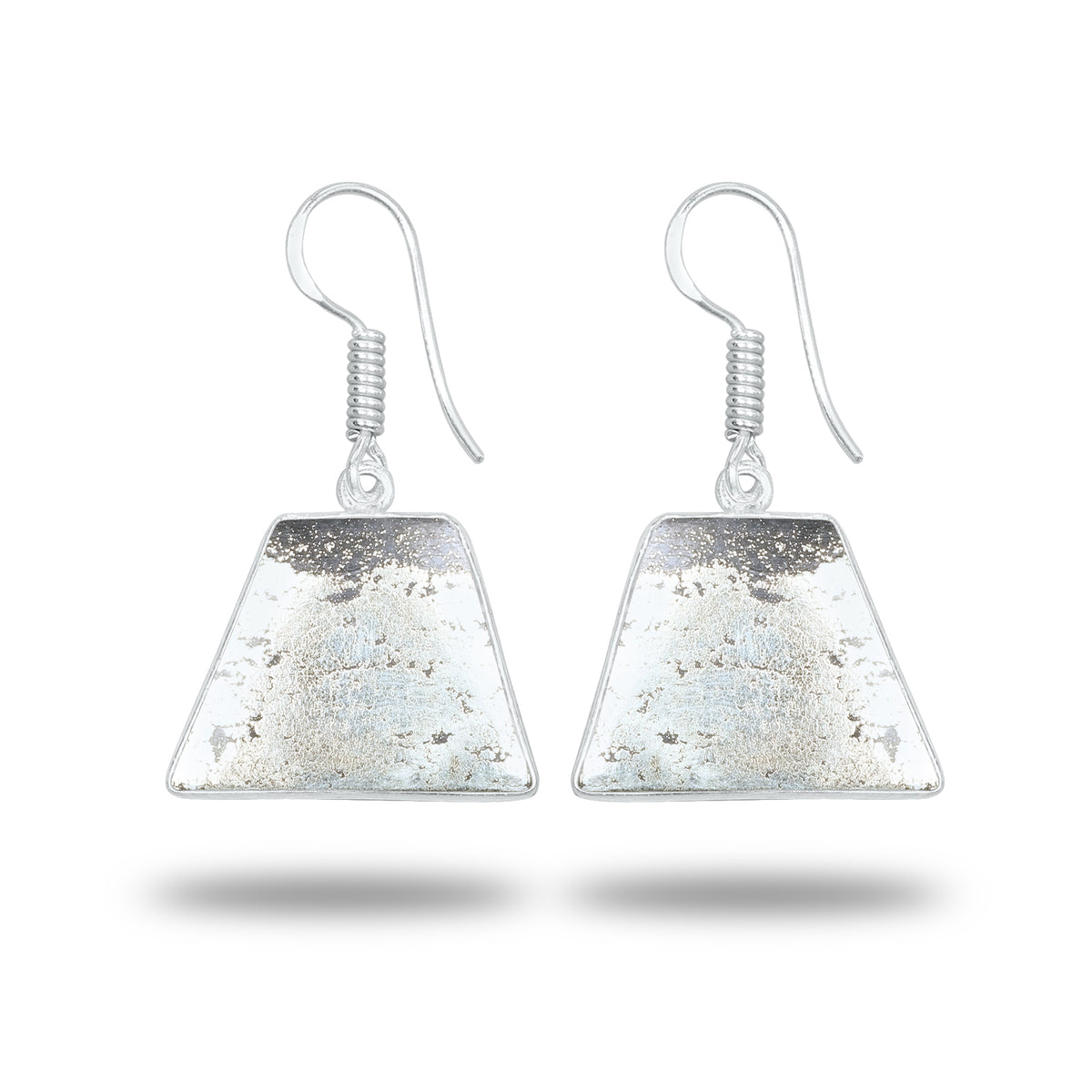 Pyrite Cabochon Earrings – Handmade Minimal Design | Silver‑Plated Brass | Fish Hook Backs | Wholesale Pairs