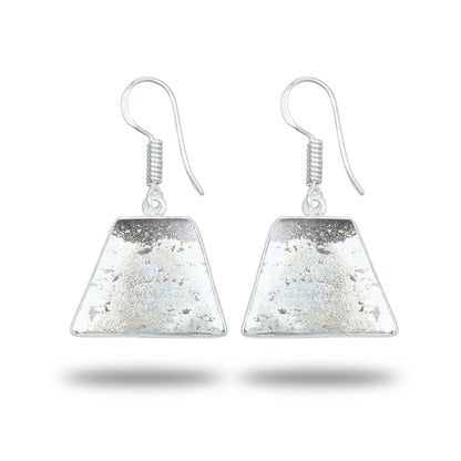 Pyrite Cabochon Earrings – Handmade Minimal Design | Silver‑Plated Brass | Fish Hook Backs | Wholesale Pairs
