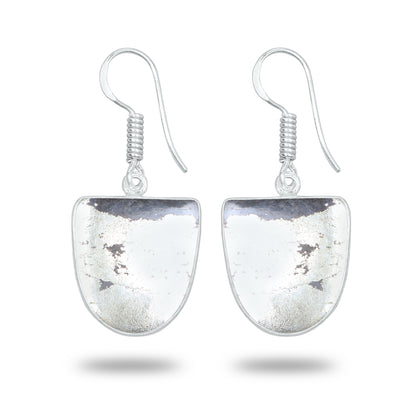 Pyrite Cabochon Earrings – Handmade Minimal Design | Silver‑Plated Brass | Fish Hook Backs | Wholesale Pairs