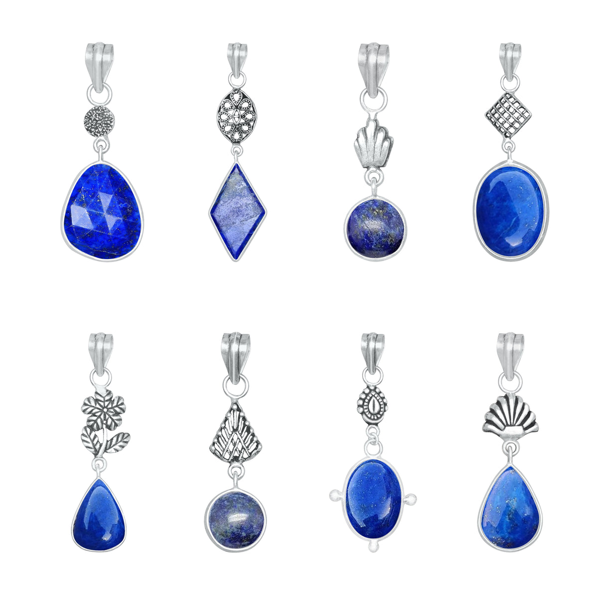 Lapis Lazuli Charm Pendants – Silver-Plated, Handmade, Designer Boho | Wholesale