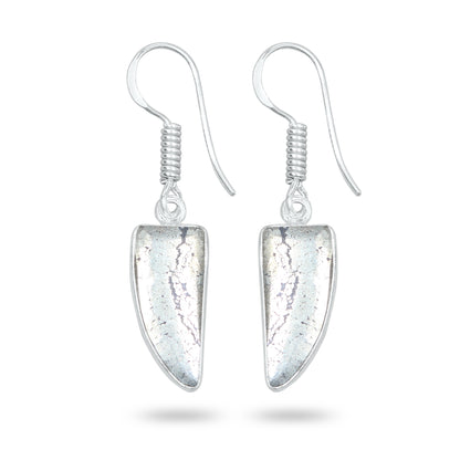 Pyrite Cabochon Earrings – Handmade Minimal Design | Silver‑Plated Brass | Fish Hook Backs | Wholesale Pairs