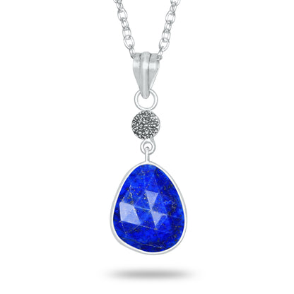 Lapis Lazuli Charm Pendants – Silver-Plated, Handmade, Designer Boho | Wholesale