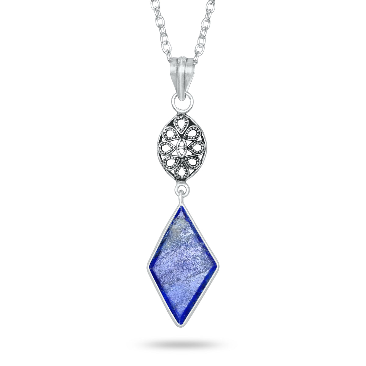 Lapis Lazuli Charm Pendants – Silver-Plated, Handmade, Designer Boho | Wholesale