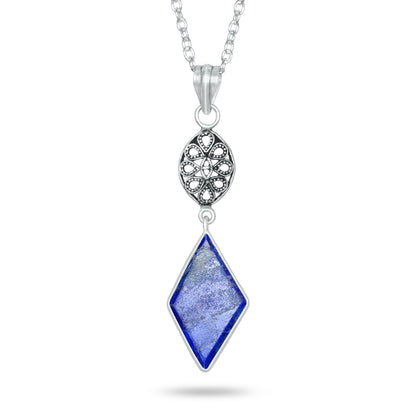 Lapis Lazuli Charm Pendants – Silver-Plated, Handmade, Designer Boho | Wholesale