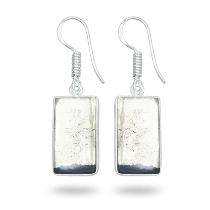 Pyrite Cabochon Earrings – Handmade Minimal Design | Silver‑Plated Brass | Fish Hook Backs | Wholesale Pairs