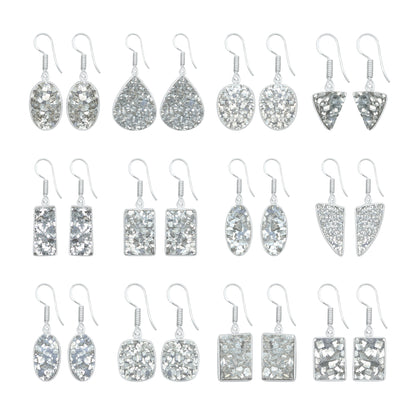 Pyrite Druzy Earrings – Handmade Minimal Design | Silver‑Plated Brass | Fish Hook Backs | Wholesale Pairs
