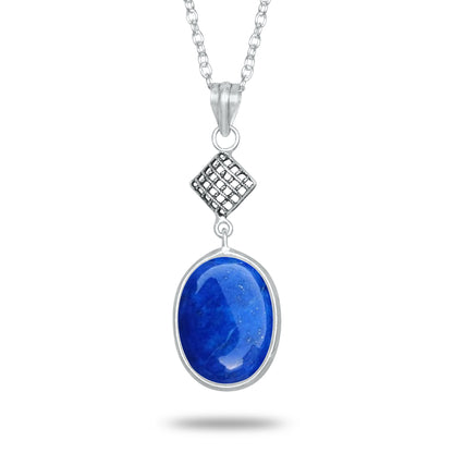 Lapis Lazuli Charm Pendants – Silver-Plated, Handmade, Designer Boho | Wholesale