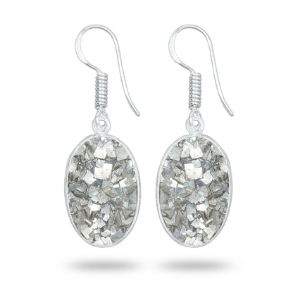 Pyrite Druzy Earrings – Handmade Minimal Design | Silver‑Plated Brass | Fish Hook Backs | Wholesale Pairs