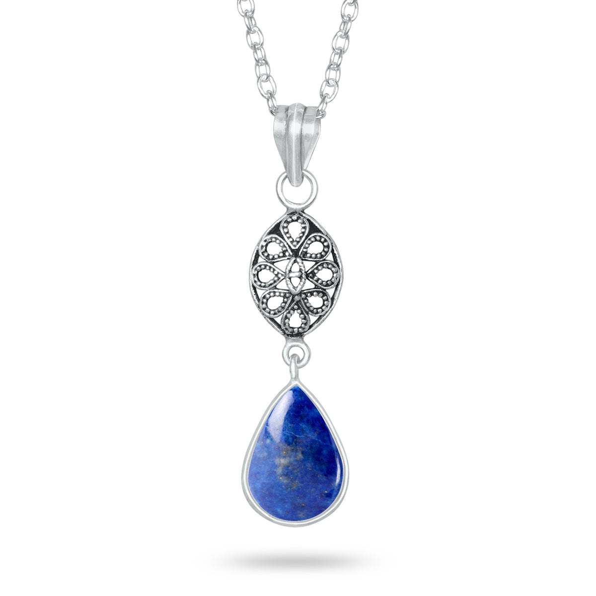 Lapis Lazuli Charm Pendants – Silver-Plated, Handmade, Designer Boho | Wholesale