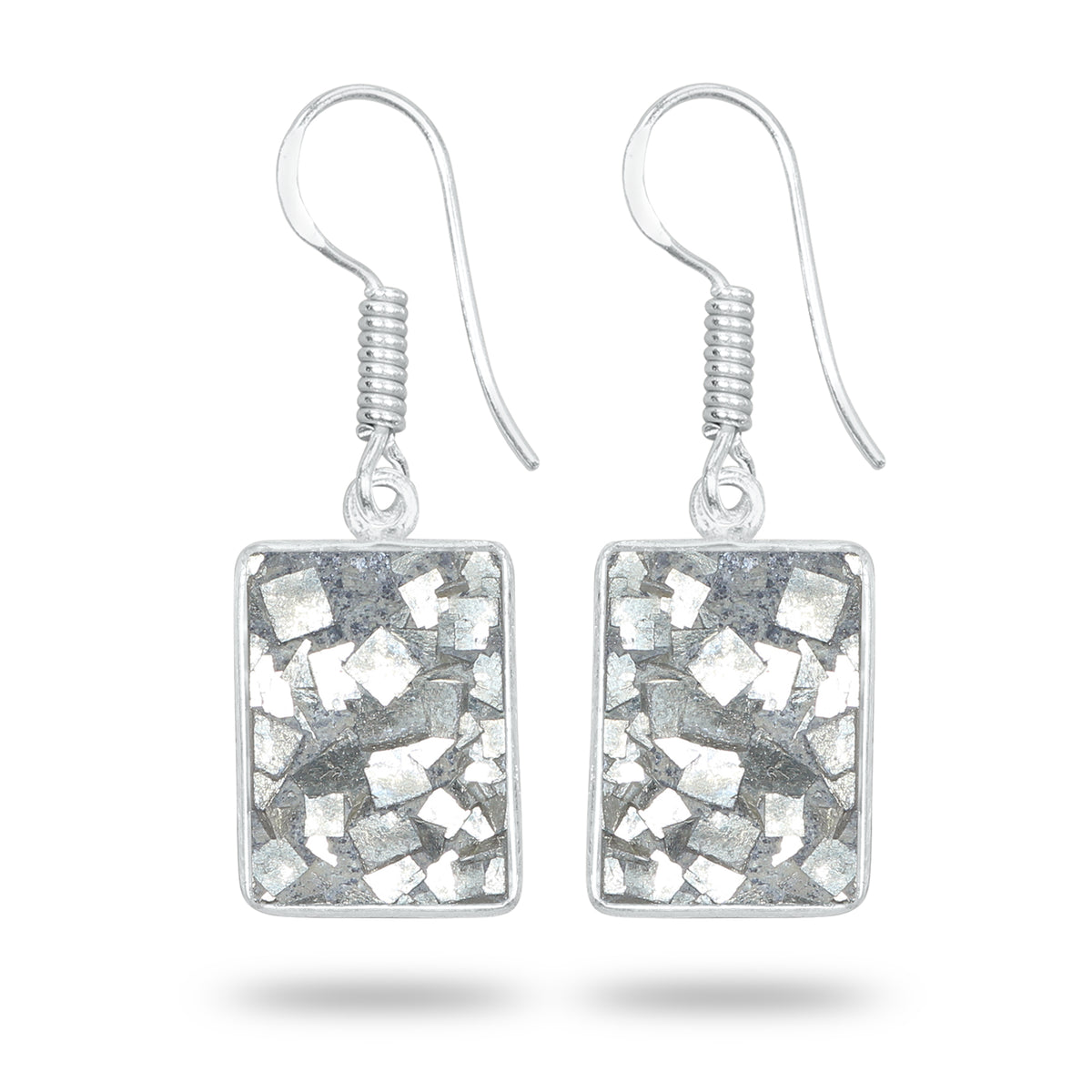 Pyrite Druzy Earrings – Handmade Minimal Design | Silver‑Plated Brass | Fish Hook Backs | Wholesale Pairs