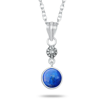 Lapis Lazuli Charm Pendants – Silver-Plated, Handmade, Designer Boho | Wholesale