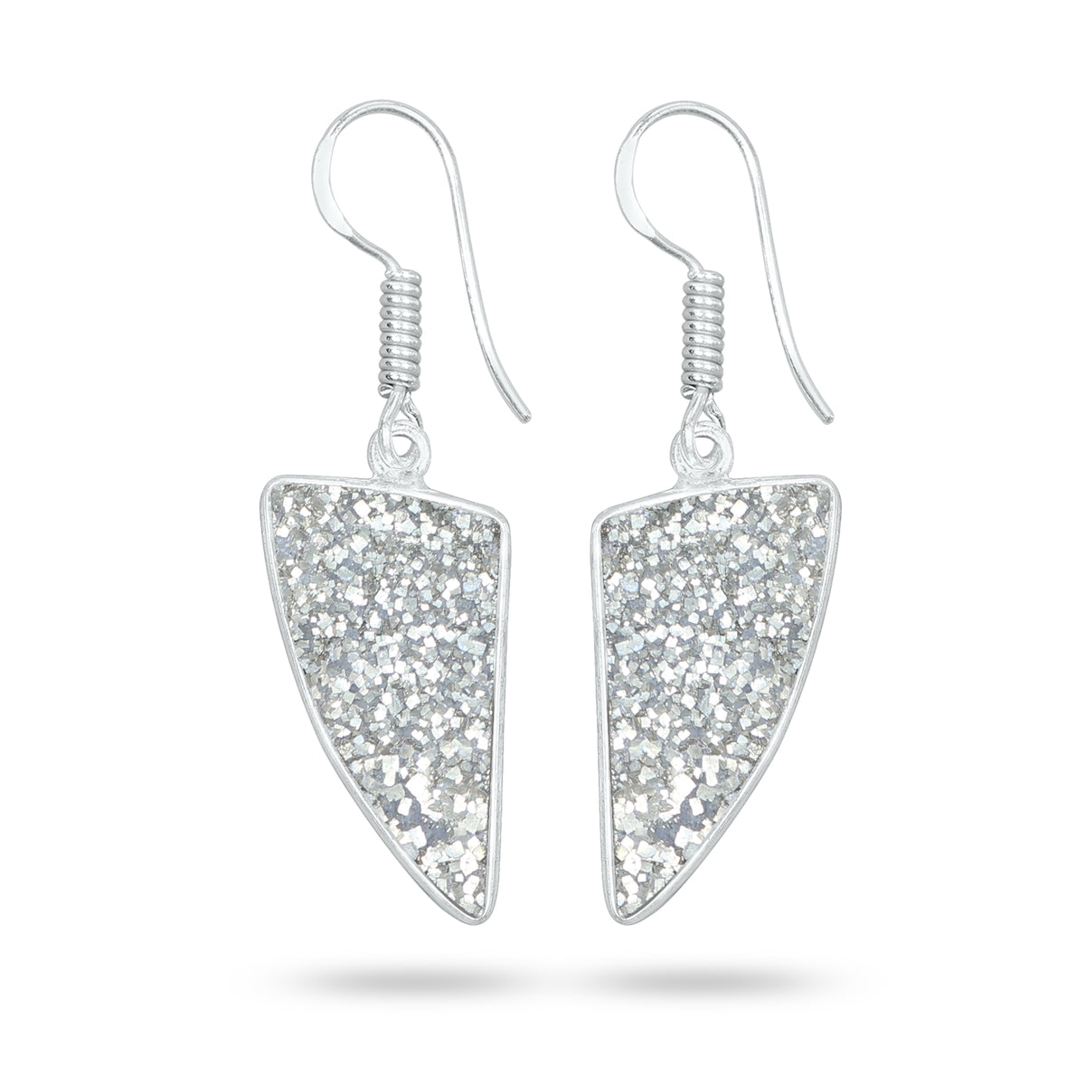 Pyrite Druzy Earrings – Handmade Minimal Design | Silver‑Plated Brass | Fish Hook Backs | Wholesale Pairs