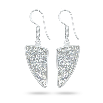 Pyrite Druzy Earrings – Handmade Minimal Design | Silver‑Plated Brass | Fish Hook Backs | Wholesale Pairs