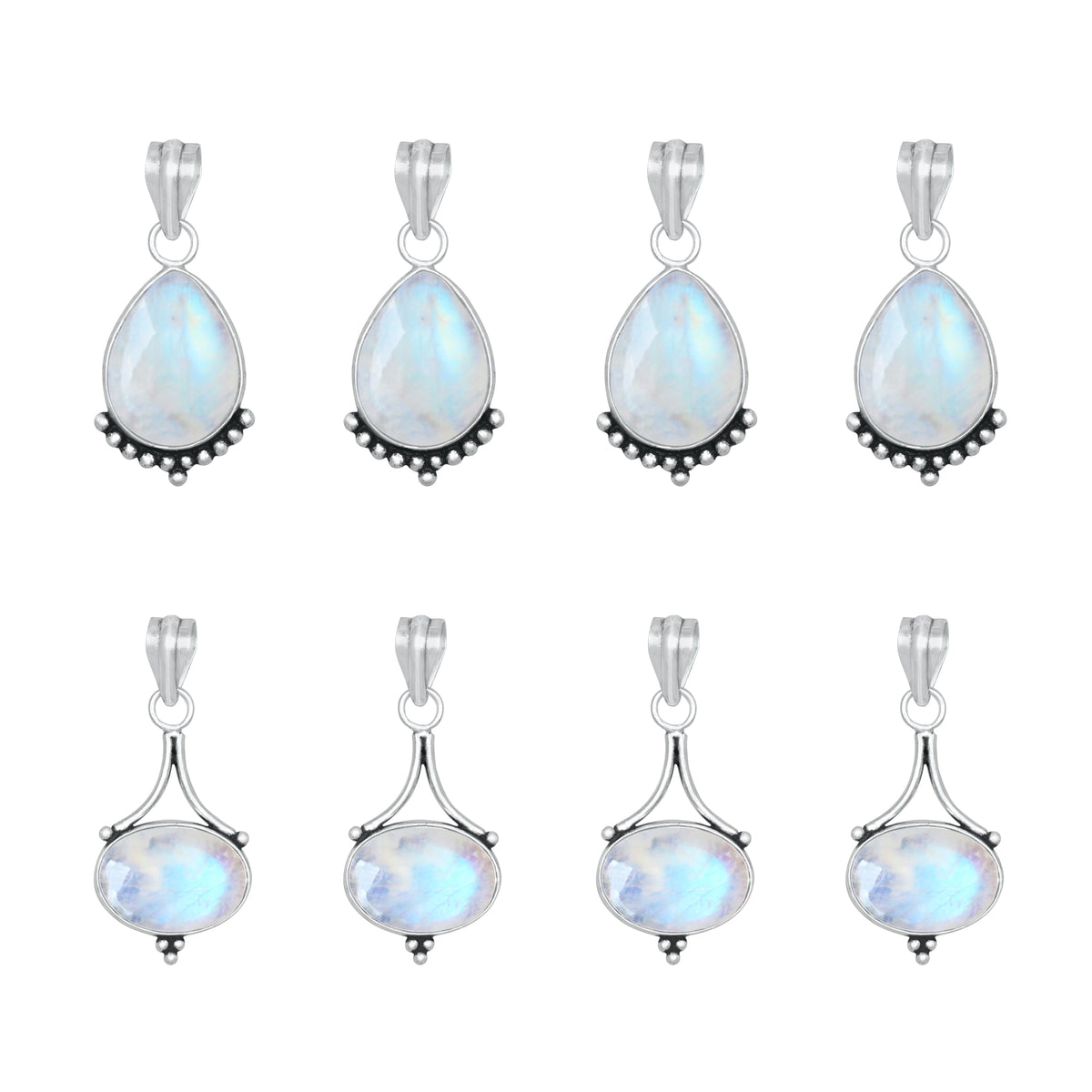 Rainbow Moonstone Pendants – Silver-Plated, Handmade, Celestial Elegance | Wholesale